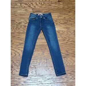 Red Bottom Youth Girls Blue Denim Skinny Stretch Jeans w/ Adjustable Waist, Sz 8